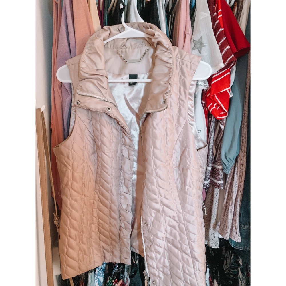 White House black market soft gold quilted vest